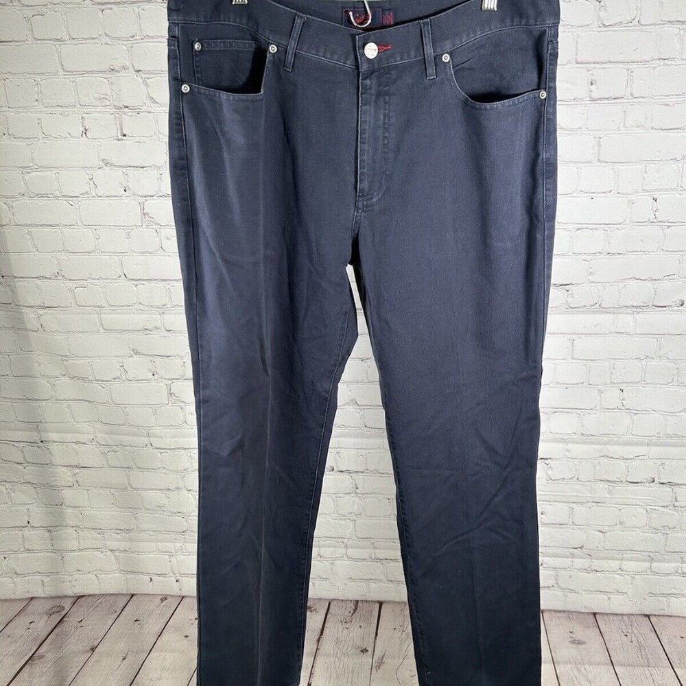 Grayers Clothiers Dark Blue Cotton Straight Leg Mid Rise Men’s Pants (36 x 32)